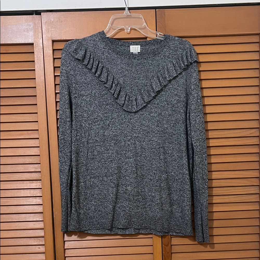 Gray Ruffled Women's Sweater